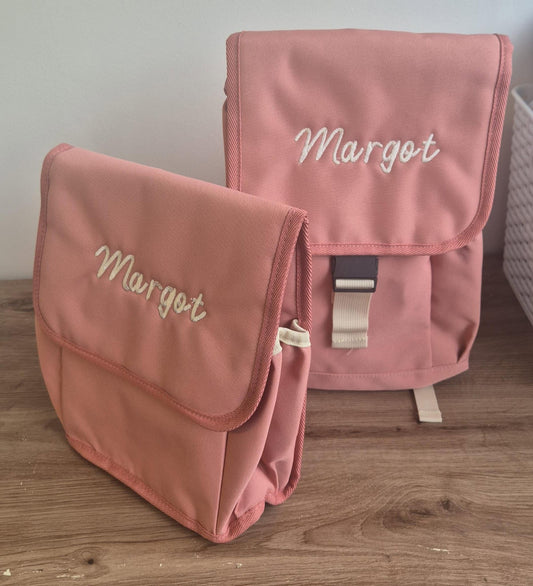 NEW Pastel Embroidered Backpack & Lunch Bag Bundle