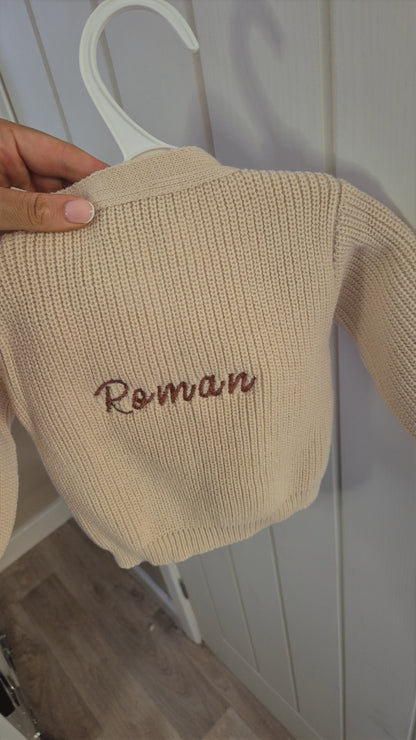 Embroidered Name Cardigan