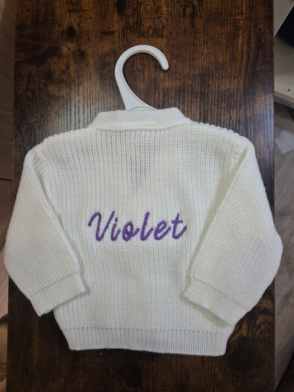 Embroidered Name Cardigan