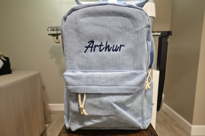 Personalised Embroidered Corduroy Backpack