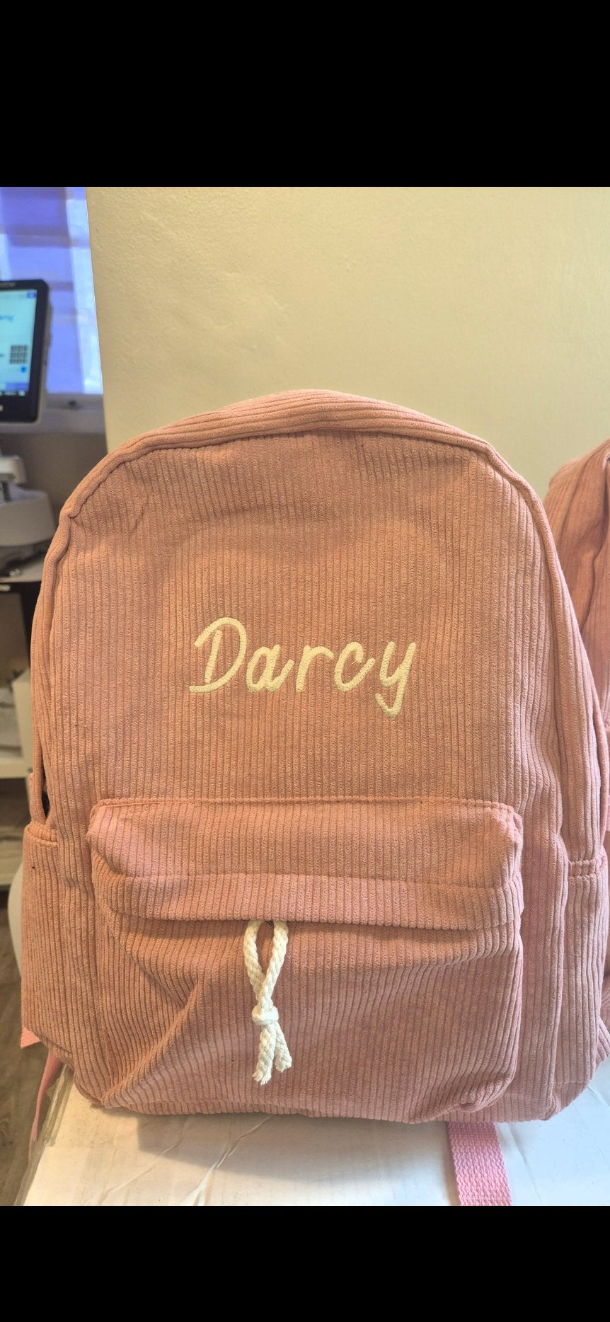 Personalised Embroidered Corduroy Backpack