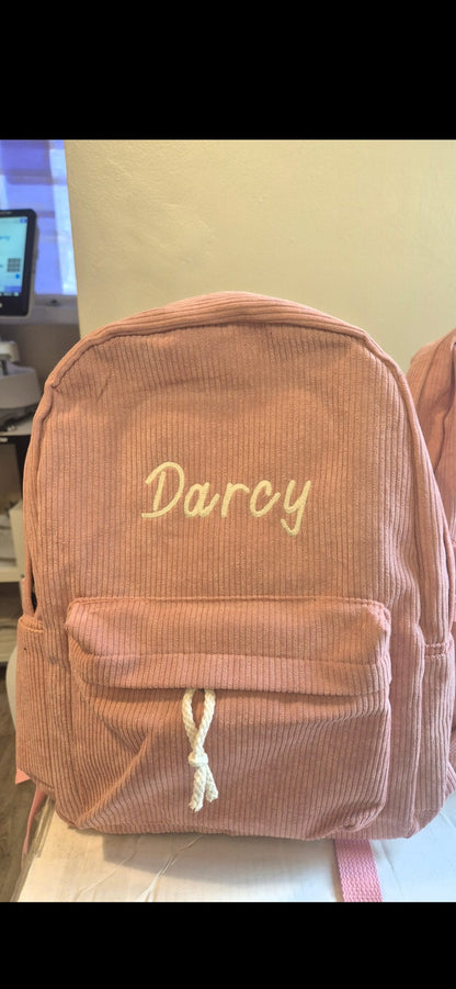 Personalised Embroidered Corduroy Backpack