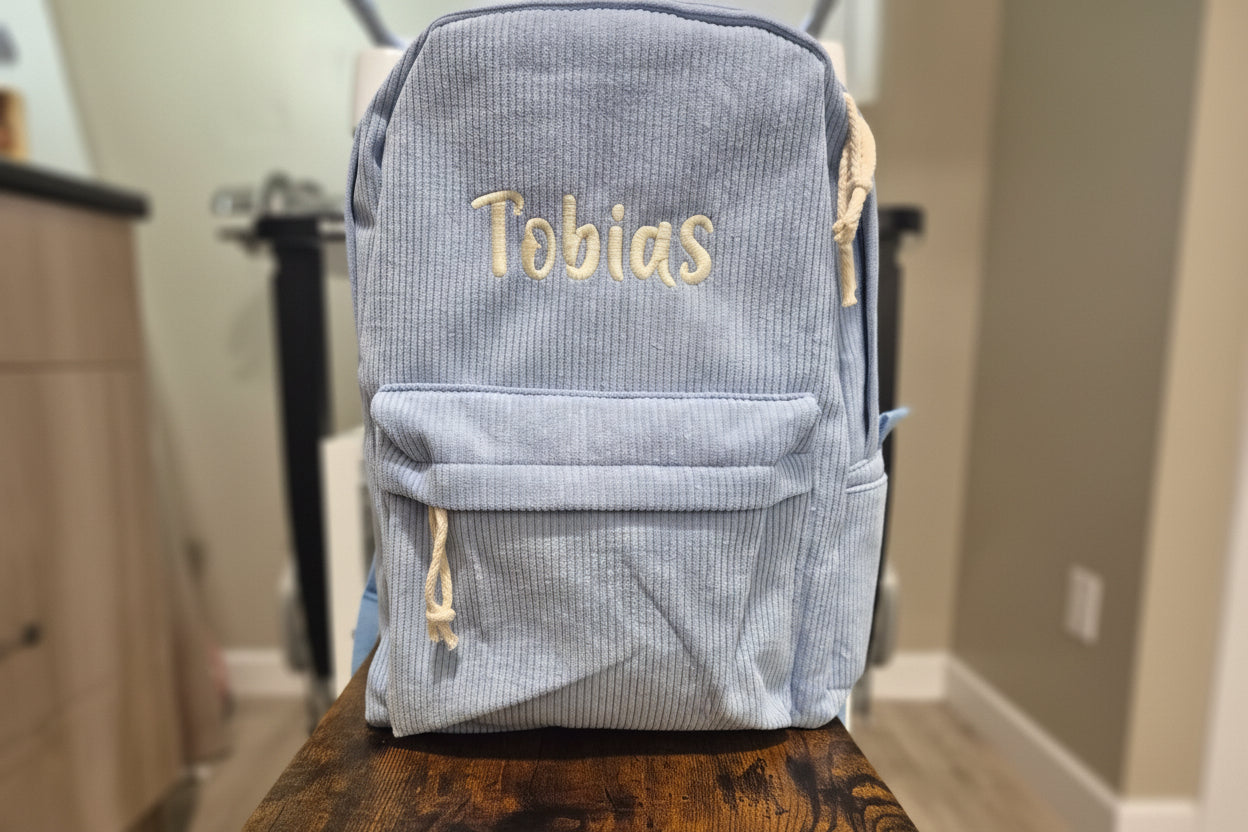 Personalised Embroidered Corduroy Backpack